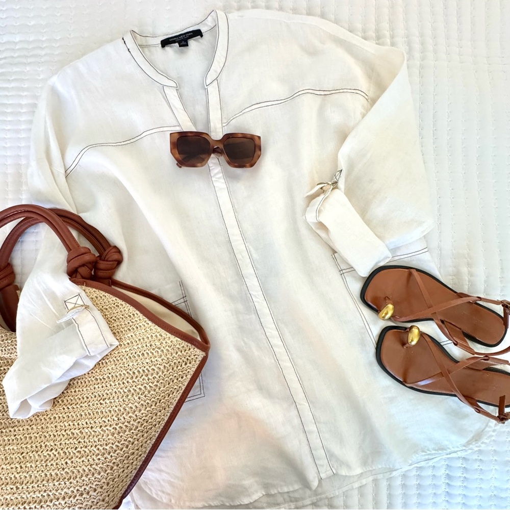 Marc New York Andrew Marc Linen Tunic Top Cover-Up M